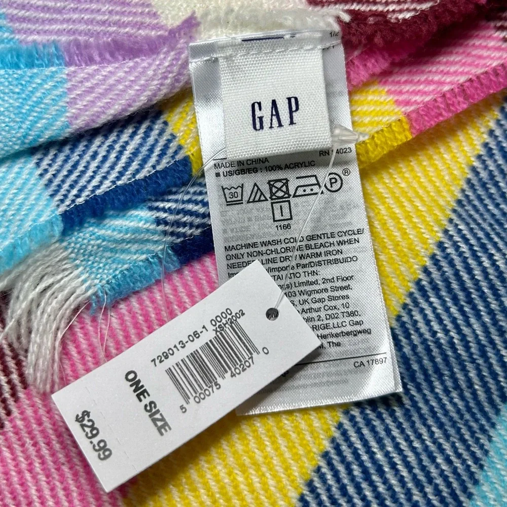 NWT Gap Colotful Stripe Fringe Edge Blanket Scarf